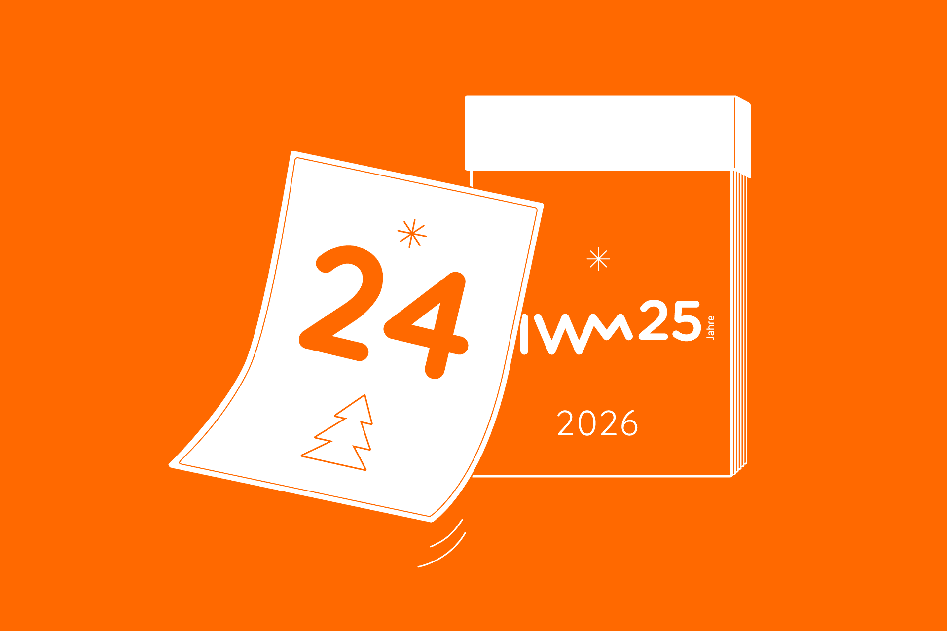 A graphic from a Christmas IWM calendar announcing the 25th anniversary in 2026