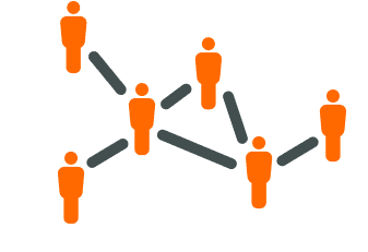 A drawing of several people connected by lines